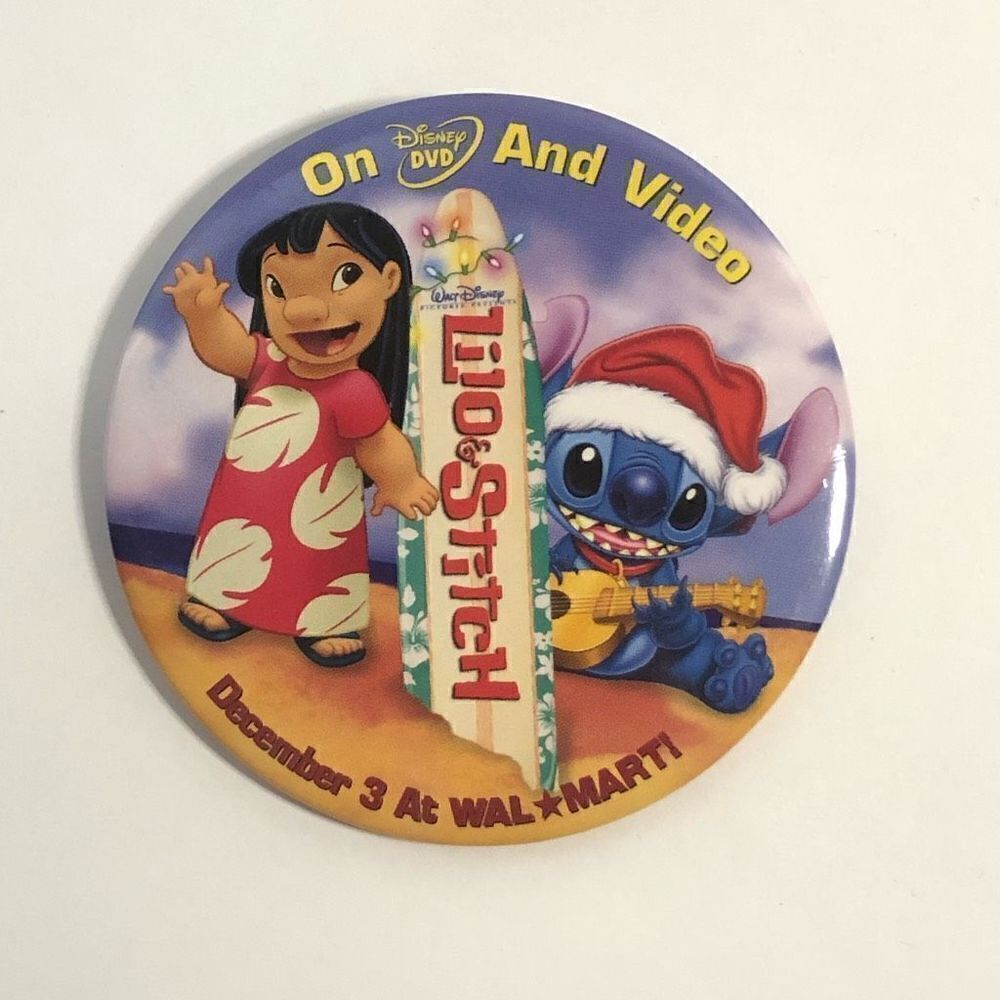 lilo and stitch promo pinback‎ button badge christmas walmart 3 inch
